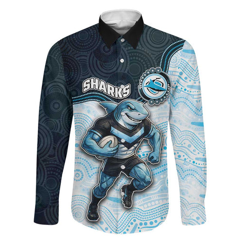 Custom Sharks Family Matching Mermaid Dress and Hawaiian Shirt Fish Mascot With Aboriginal Indigenous