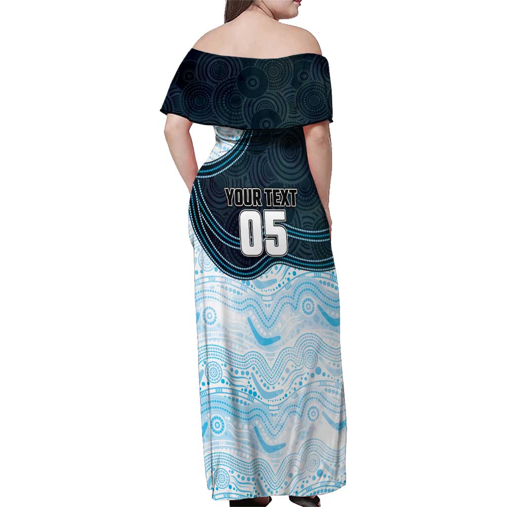 Custom Sharks Family Matching Off Shoulder Maxi Dress and Hawaiian Shirt Fish Mascot With Aboriginal Indigenous