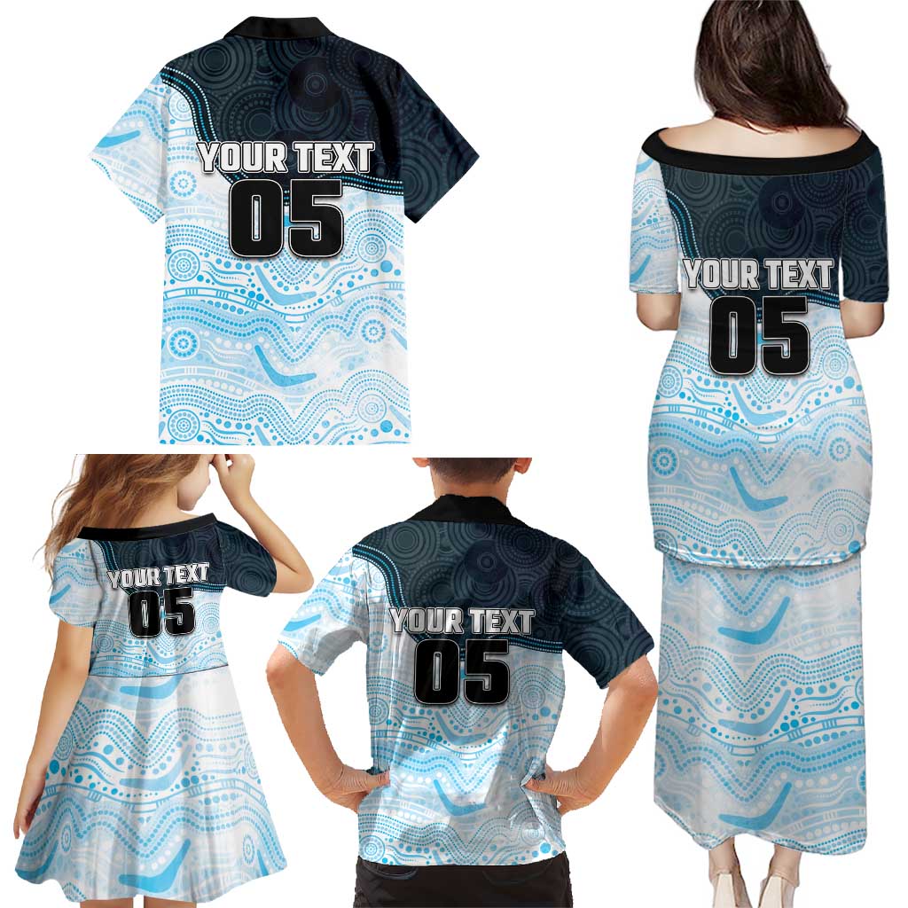 Custom Sharks Family Matching Puletasi and Hawaiian Shirt Fish Mascot With Aboriginal Indigenous