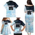 Custom Sharks Family Matching Puletasi and Hawaiian Shirt Fish Mascot With Aboriginal Indigenous