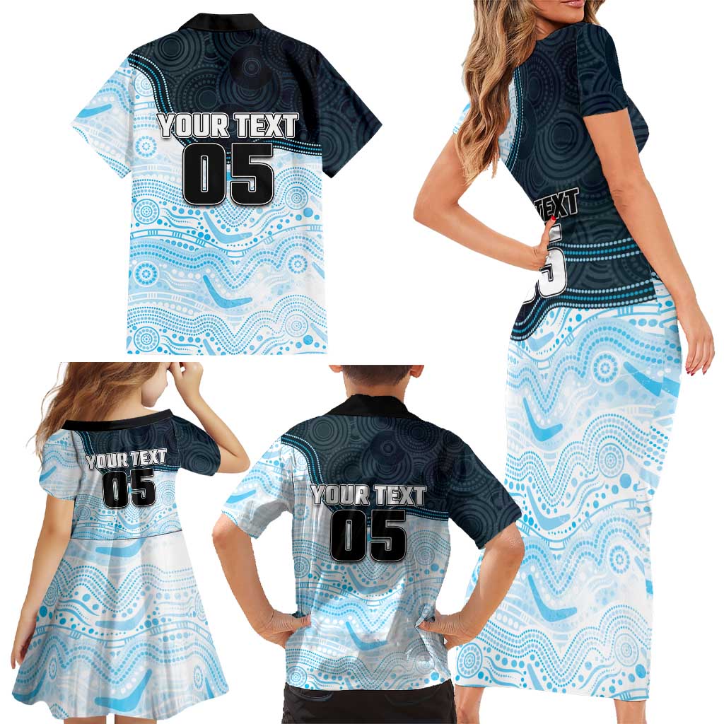 Custom Sharks Family Matching Short Sleeve Bodycon Dress and Hawaiian Shirt Fish Mascot With Aboriginal Indigenous