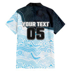 Custom Sharks Family Matching Short Sleeve Bodycon Dress and Hawaiian Shirt Fish Mascot With Aboriginal Indigenous