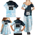 Custom Sharks Family Matching Summer Maxi Dress and Hawaiian Shirt Fish Mascot With Aboriginal Indigenous