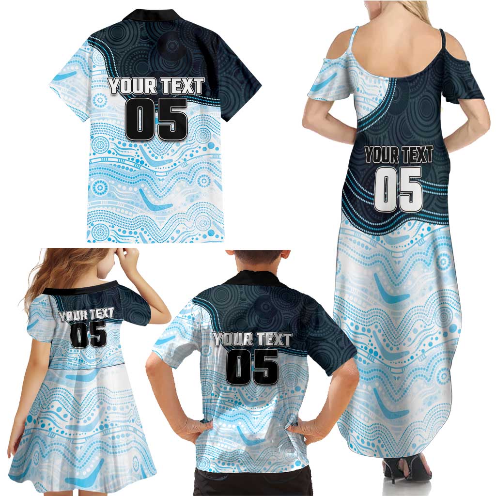 Custom Sharks Family Matching Summer Maxi Dress and Hawaiian Shirt Fish Mascot With Aboriginal Indigenous