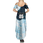 Custom Sharks Family Matching Summer Maxi Dress and Hawaiian Shirt Fish Mascot With Aboriginal Indigenous
