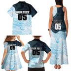 Custom Sharks Family Matching Tank Maxi Dress and Hawaiian Shirt Fish Mascot With Aboriginal Indigenous