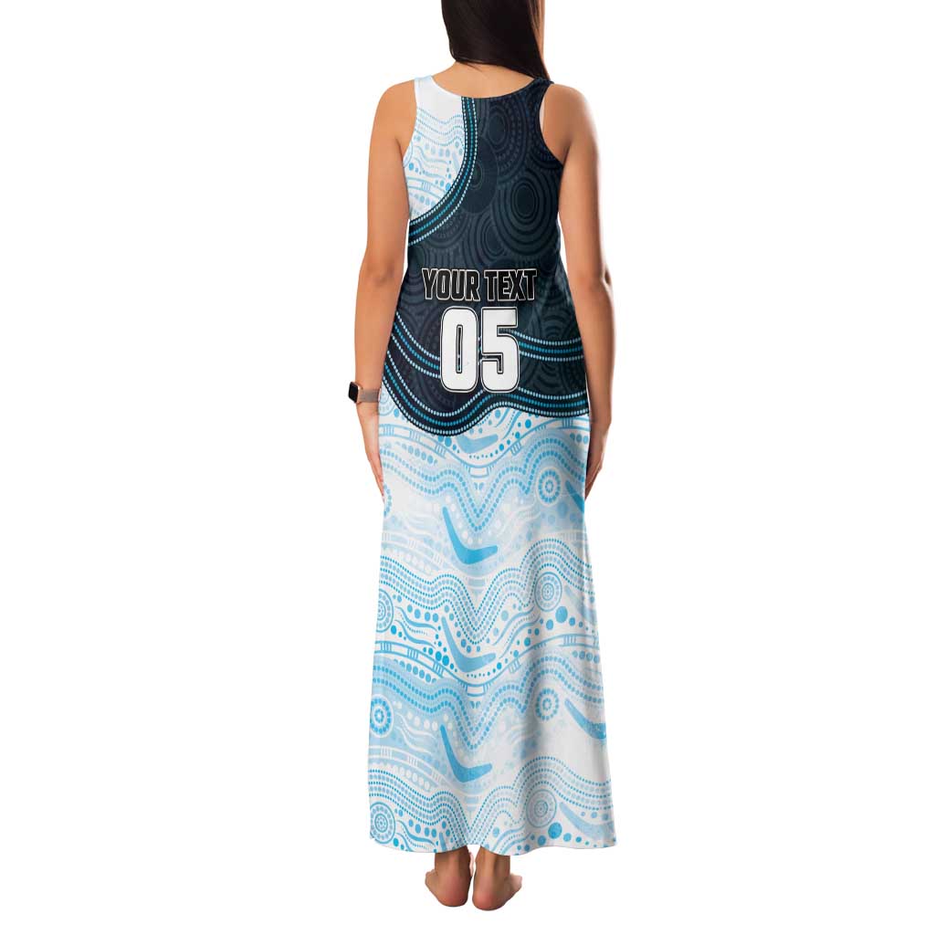 Custom Sharks Family Matching Tank Maxi Dress and Hawaiian Shirt Fish Mascot With Aboriginal Indigenous