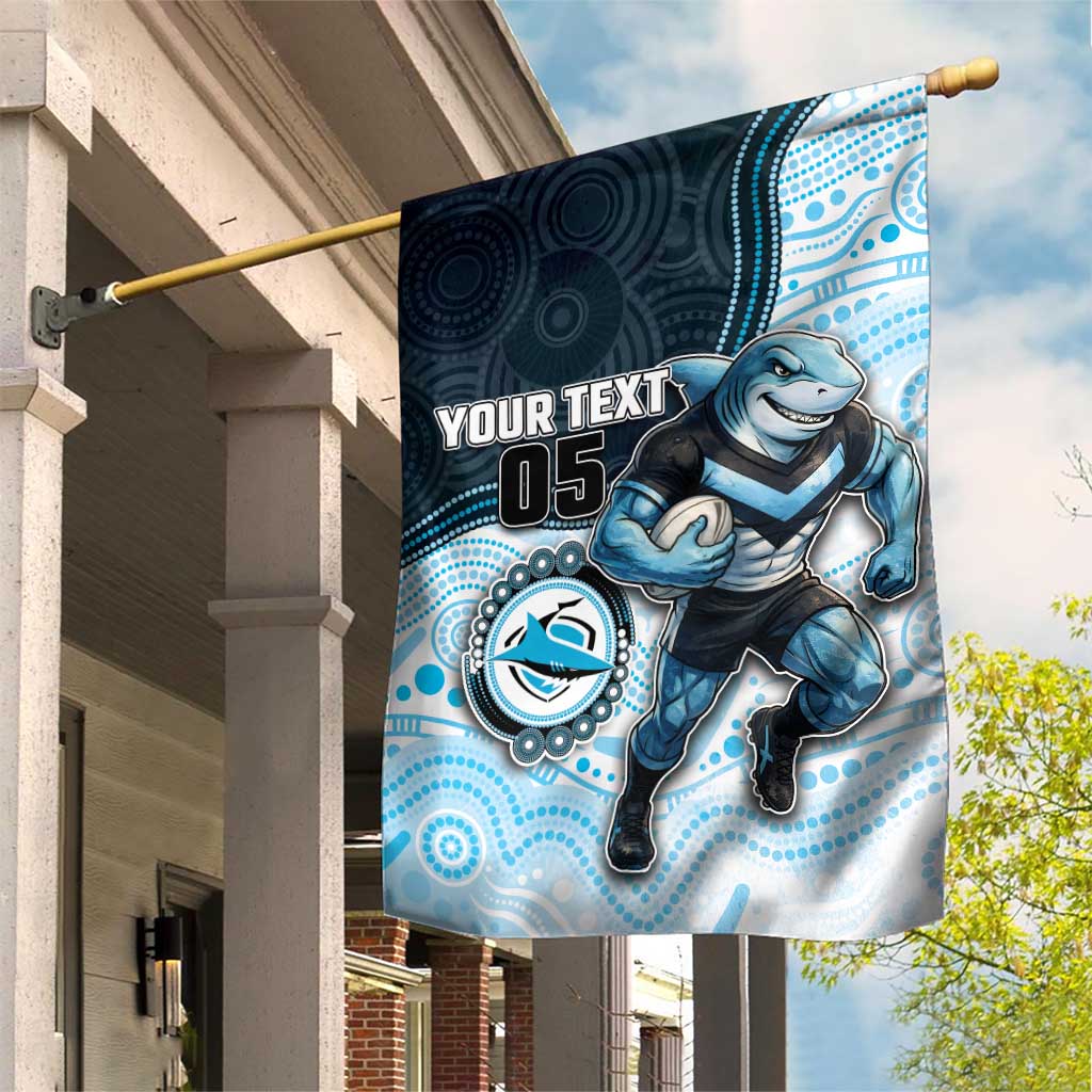 Custom Sharks Garden Flag Fish Mascot With Aboriginal Indigenous
