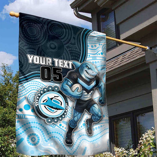 Custom Sharks Garden Flag Fish Mascot With Aboriginal Indigenous
