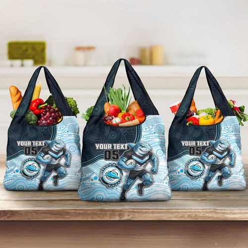 Custom Sharks Grocery Bag Fish Mascot With Aboriginal Indigenous