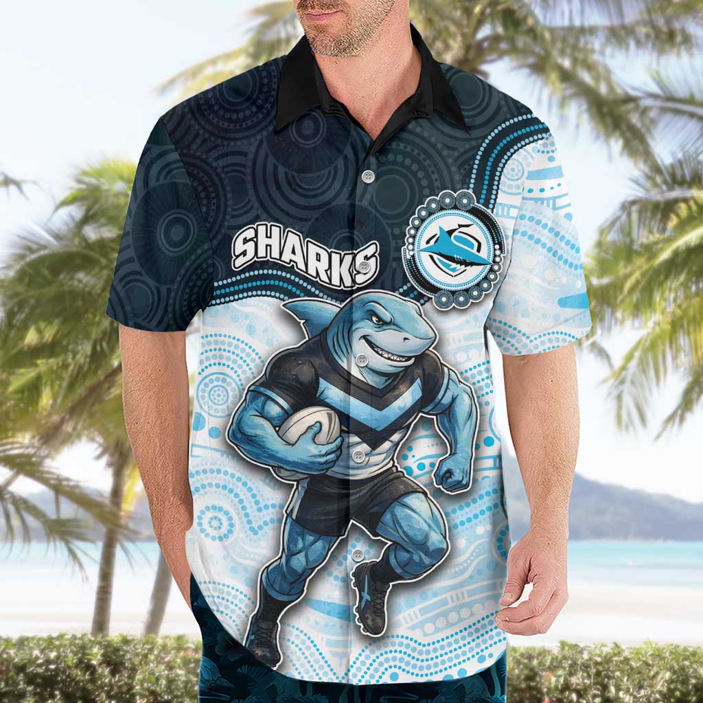 Custom Sharks Hawaiian Shirt Fish Mascot With Aboriginal Indigenous