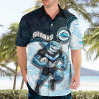 Custom Sharks Hawaiian Shirt Fish Mascot With Aboriginal Indigenous