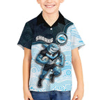 Custom Sharks Hawaiian Shirt Fish Mascot With Aboriginal Indigenous
