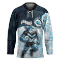 Custom Sharks Hockey Jersey Fish Mascot With Aboriginal Indigenous