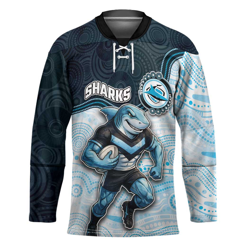 Custom Sharks Hockey Jersey Fish Mascot With Aboriginal Indigenous