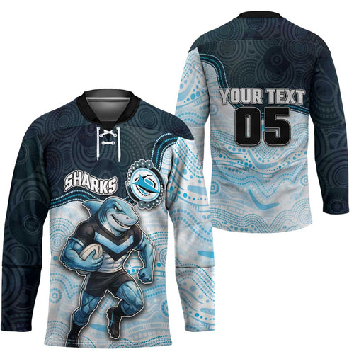 Custom Sharks Hockey Jersey Fish Mascot With Aboriginal Indigenous