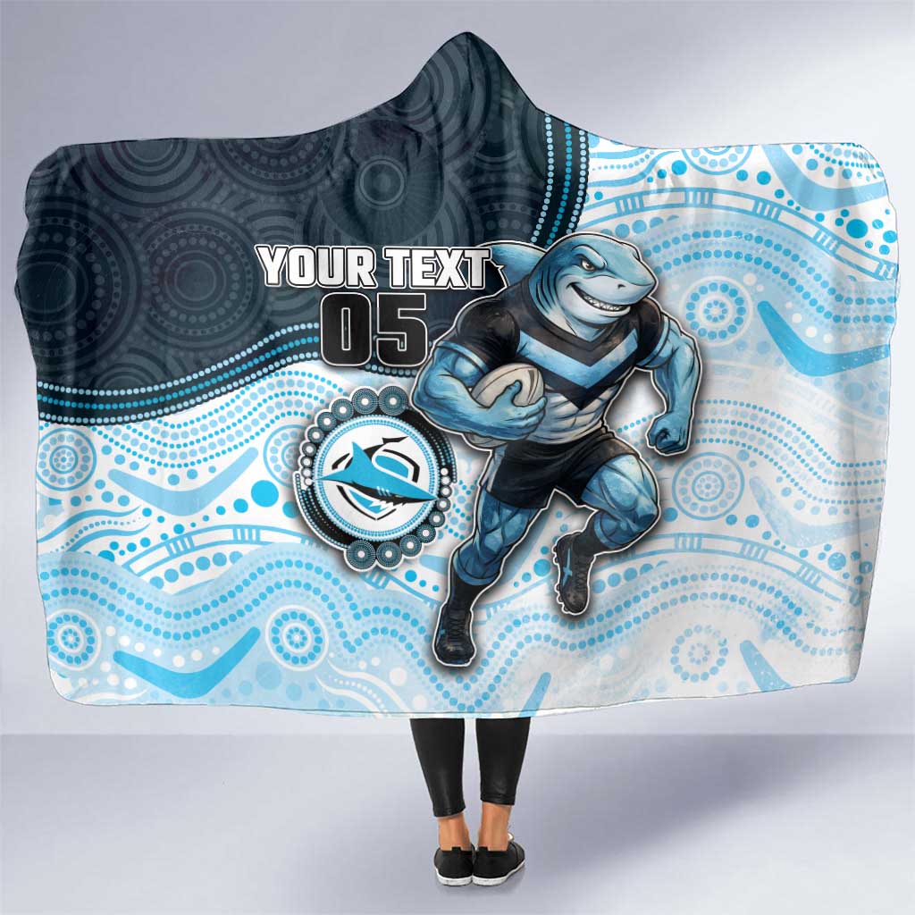 Custom Sharks Hooded Blanket Fish Mascot With Aboriginal Indigenous