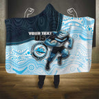 Custom Sharks Hooded Blanket Fish Mascot With Aboriginal Indigenous