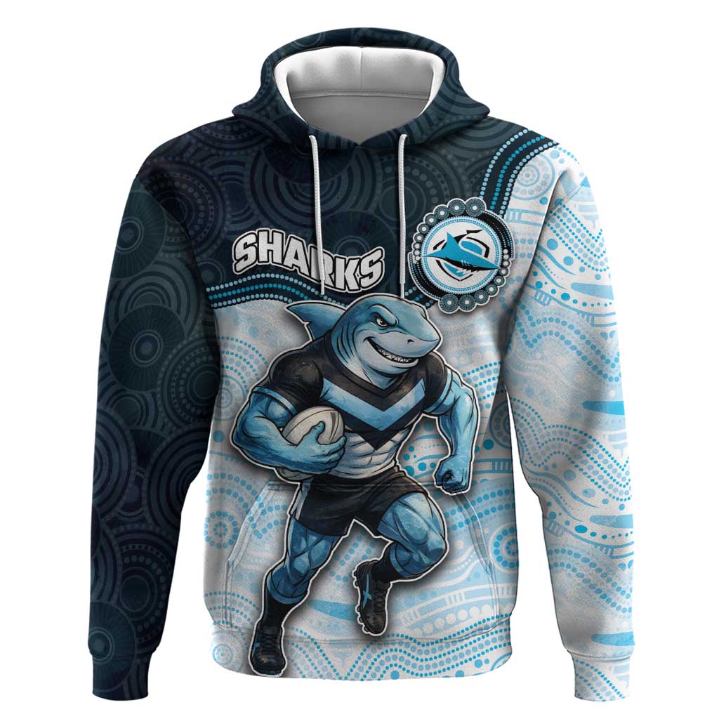 Custom Sharks Hoodie Fish Mascot With Aboriginal Indigenous