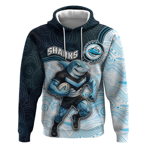 Custom Sharks Hoodie Fish Mascot With Aboriginal Indigenous