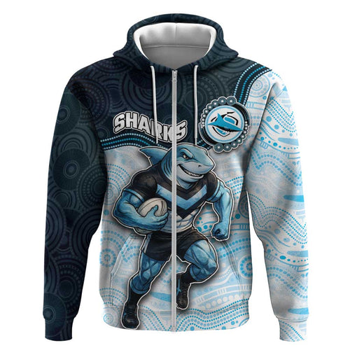 Custom Sharks Hoodie Fish Mascot With Aboriginal Indigenous