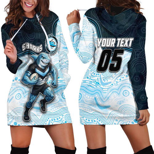 Custom Sharks Hoodie Dress Fish Mascot With Aboriginal Indigenous