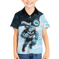 Custom Sharks Kid Hawaiian Shirt Fish Mascot With Aboriginal Indigenous
