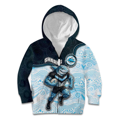 Custom Sharks Kid Hoodie Fish Mascot With Aboriginal Indigenous