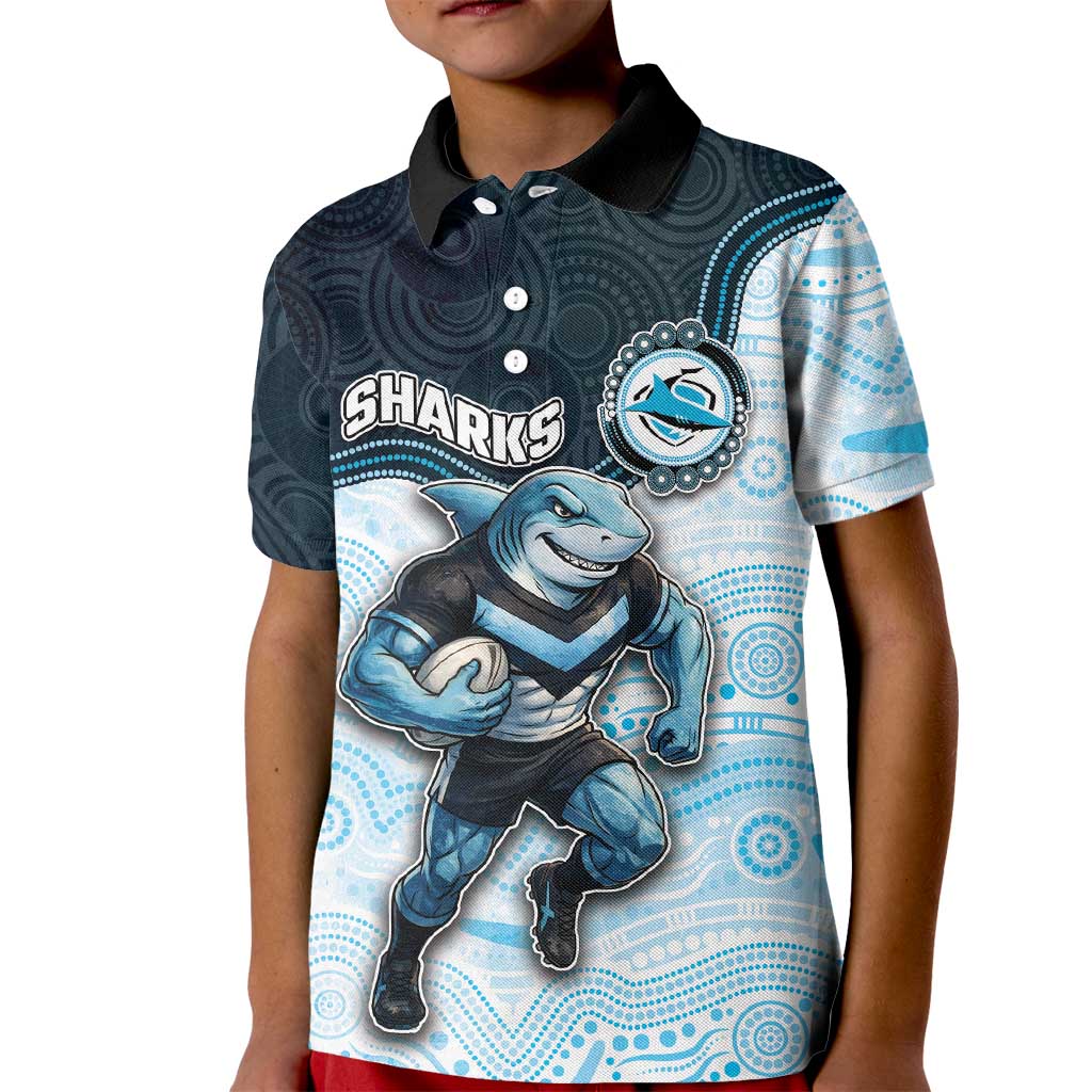 Custom Sharks Kid Polo Shirt Fish Mascot With Aboriginal Indigenous