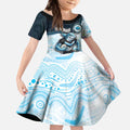 Custom Sharks Kid Short Sleeve Dress Fish Mascot With Aboriginal Indigenous