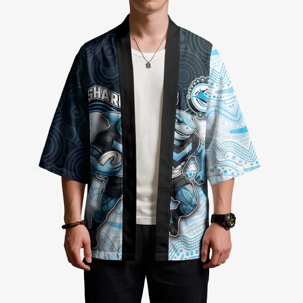 Custom Sharks Kimono Fish Mascot With Aboriginal Indigenous