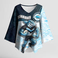 Custom Sharks Kimono Sleeve Blouse Fish Mascot With Aboriginal Indigenous