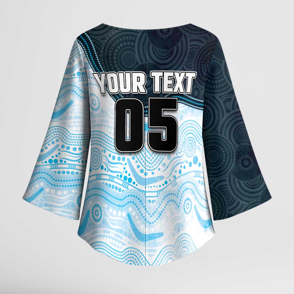 Custom Sharks Kimono Sleeve Blouse Fish Mascot With Aboriginal Indigenous