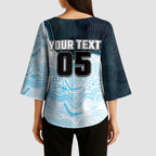Custom Sharks Kimono Sleeve Blouse Fish Mascot With Aboriginal Indigenous