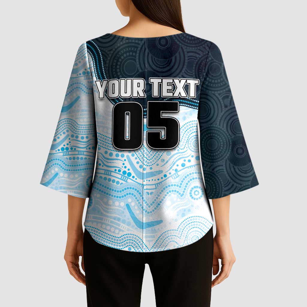 Custom Sharks Kimono Sleeve Blouse Fish Mascot With Aboriginal Indigenous