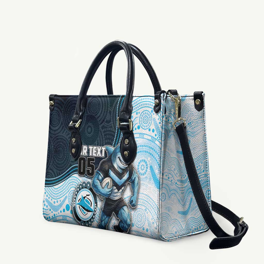 Custom Sharks Leather Bag Fish Mascot With Aboriginal Indigenous