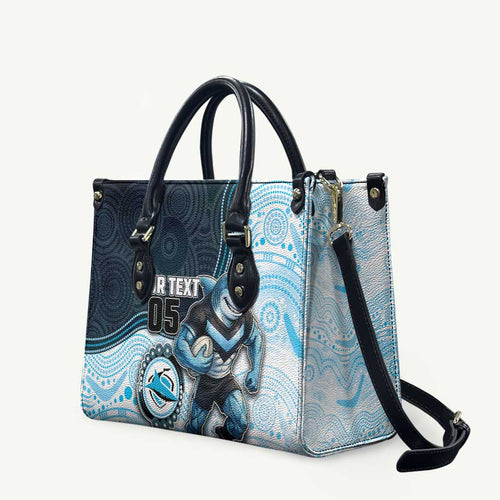 Custom Sharks Leather Bag Fish Mascot With Aboriginal Indigenous