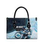 Custom Sharks Leather Bag Fish Mascot With Aboriginal Indigenous