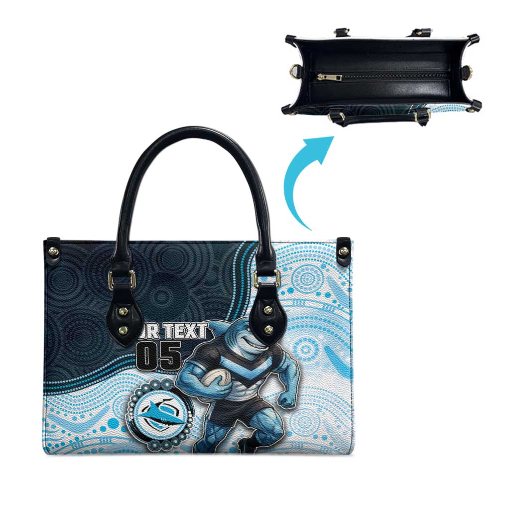 Custom Sharks Leather Bag Fish Mascot With Aboriginal Indigenous