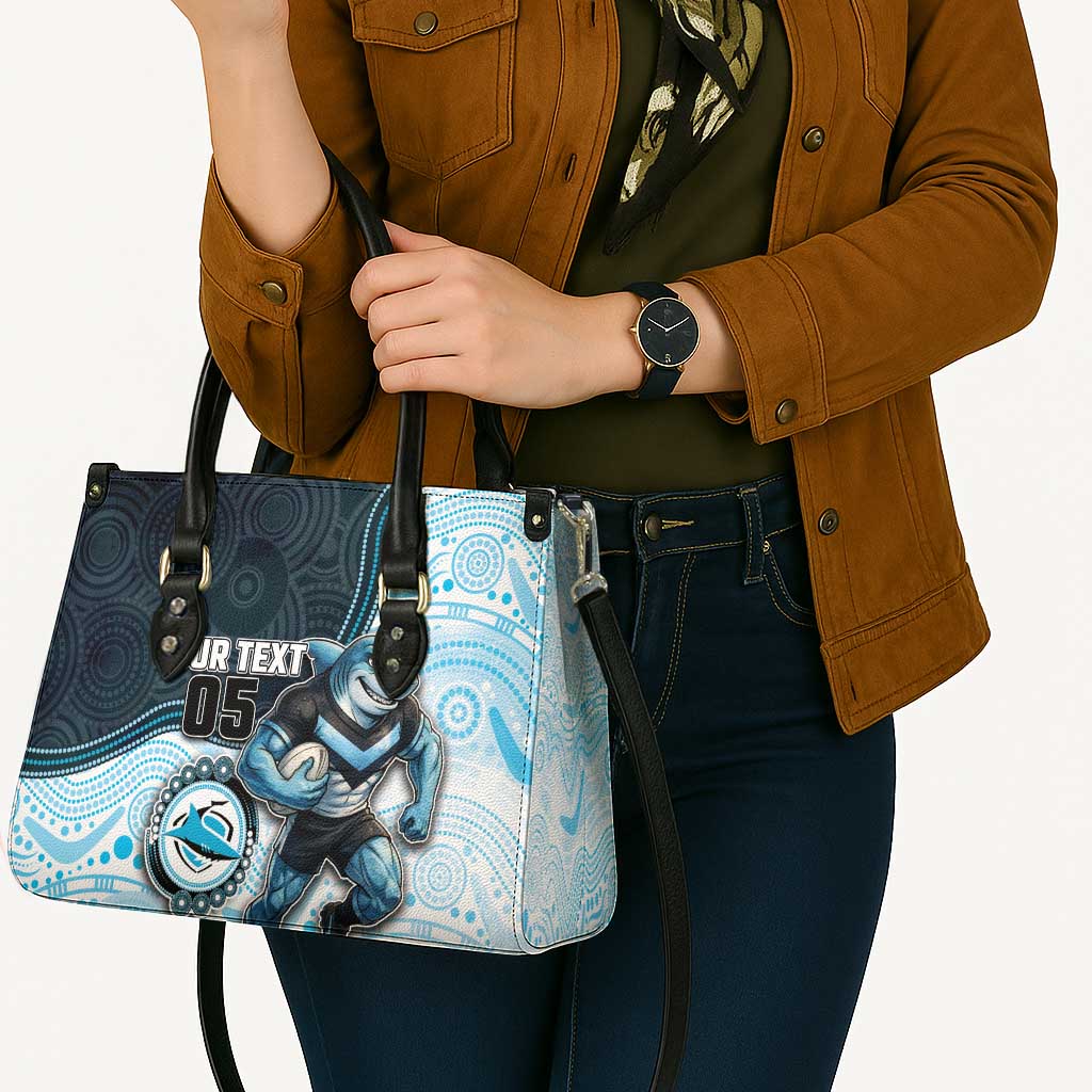 Custom Sharks Leather Bag Fish Mascot With Aboriginal Indigenous