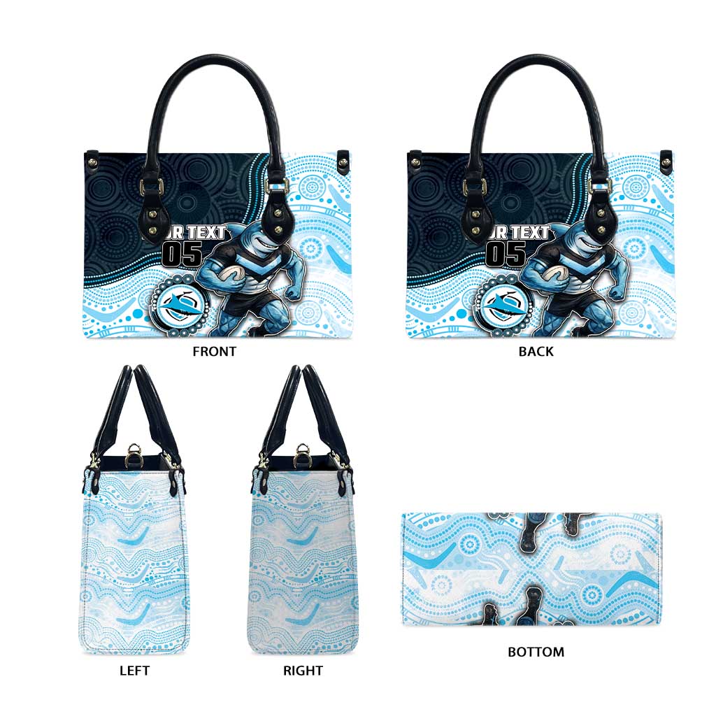 Custom Sharks Leather Bag Fish Mascot With Aboriginal Indigenous