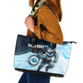 Custom Sharks Leather Tote Bag Fish Mascot With Aboriginal Indigenous