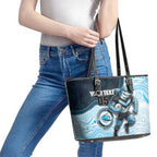 Custom Sharks Leather Tote Bag Fish Mascot With Aboriginal Indigenous