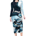 Custom Sharks Long Sleeve Bodycon Dress Fish Mascot With Aboriginal Indigenous
