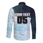 Custom Sharks Long Sleeve Button Shirt Fish Mascot With Aboriginal Indigenous
