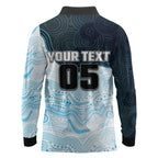 Custom Sharks Long Sleeve Polo Shirt Fish Mascot With Aboriginal Indigenous