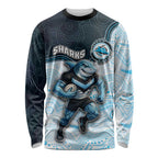 Custom Sharks Long Sleeve Shirt Fish Mascot With Aboriginal Indigenous