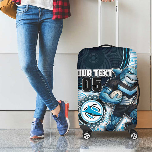 Custom Sharks Luggage Cover Fish Mascot With Aboriginal Indigenous