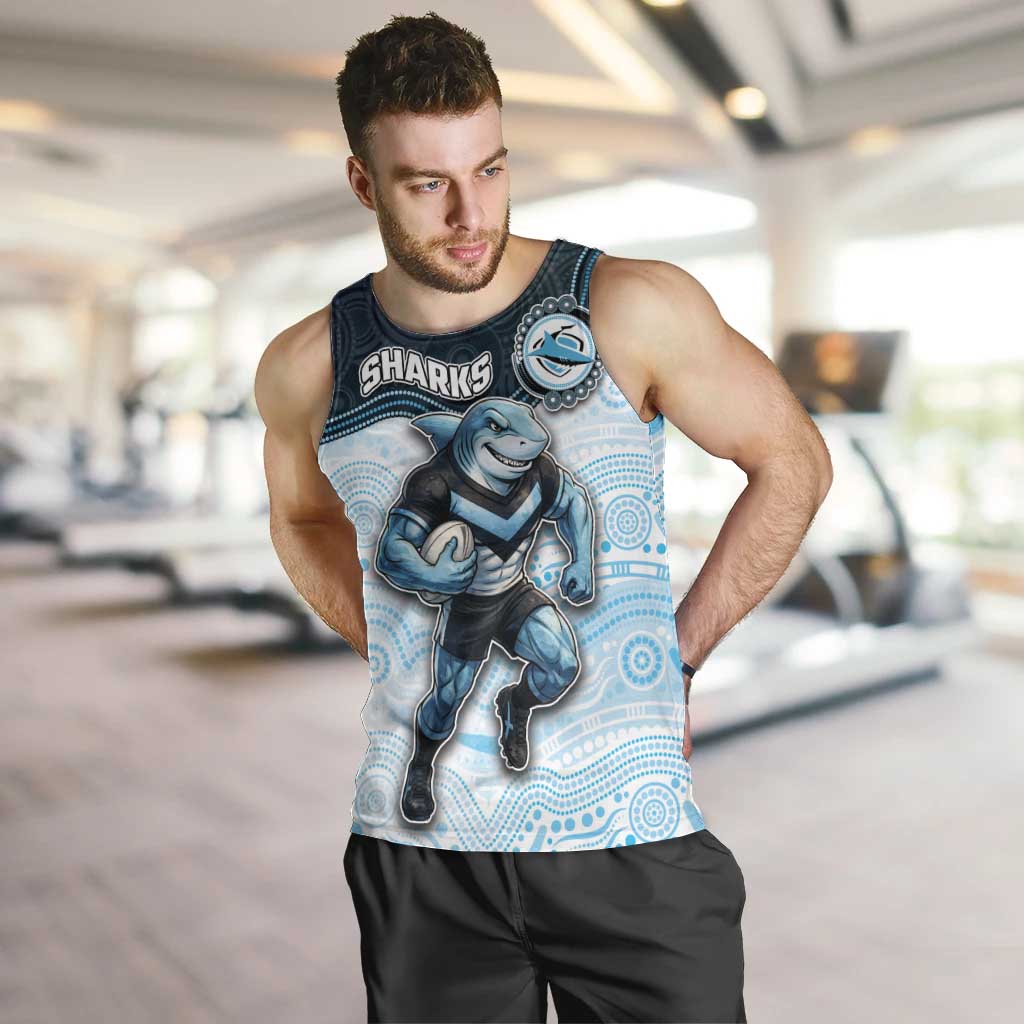 Custom Sharks Men Tank Top Fish Mascot With Aboriginal Indigenous