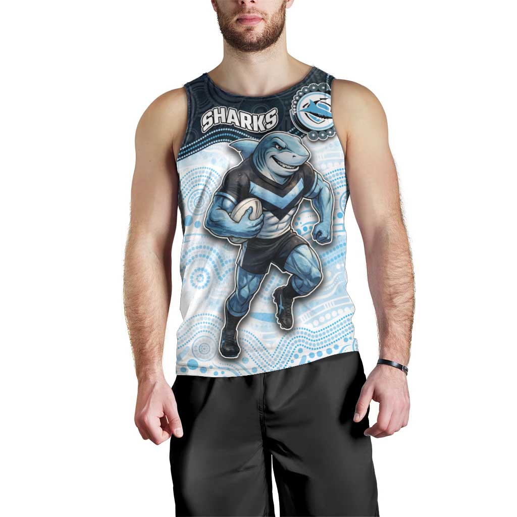 Custom Sharks Men Tank Top Fish Mascot With Aboriginal Indigenous